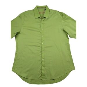 Robert Graham Righteous Shirt Mens XL Green Cotton Stretch Flip Cuff Button Up